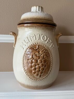 Vintage Rumtopf Crock Canister Lid Rare Cream Color West Germany Jar Rum Pot